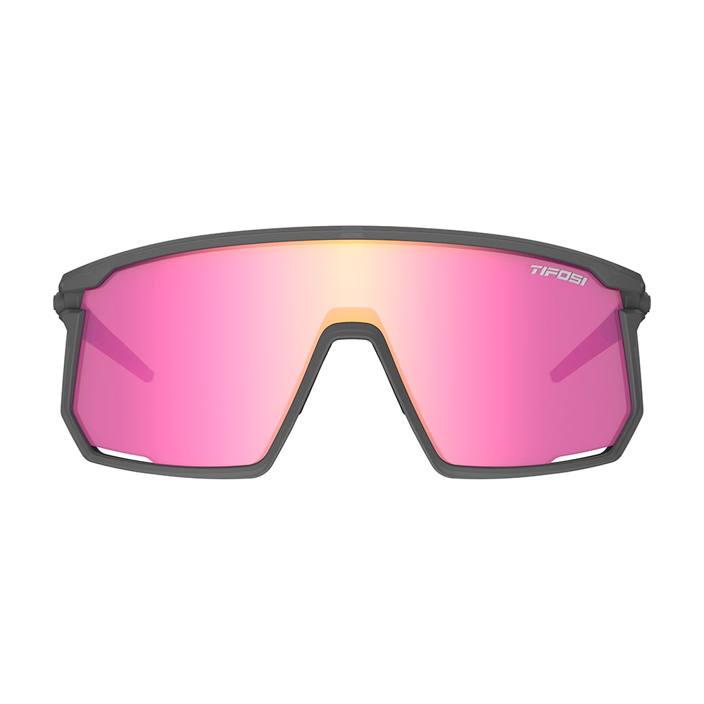 Tifosi Moab Sunglasses Satin Vapor with Clarion Sunset Pink AC Red and Clear Lens
