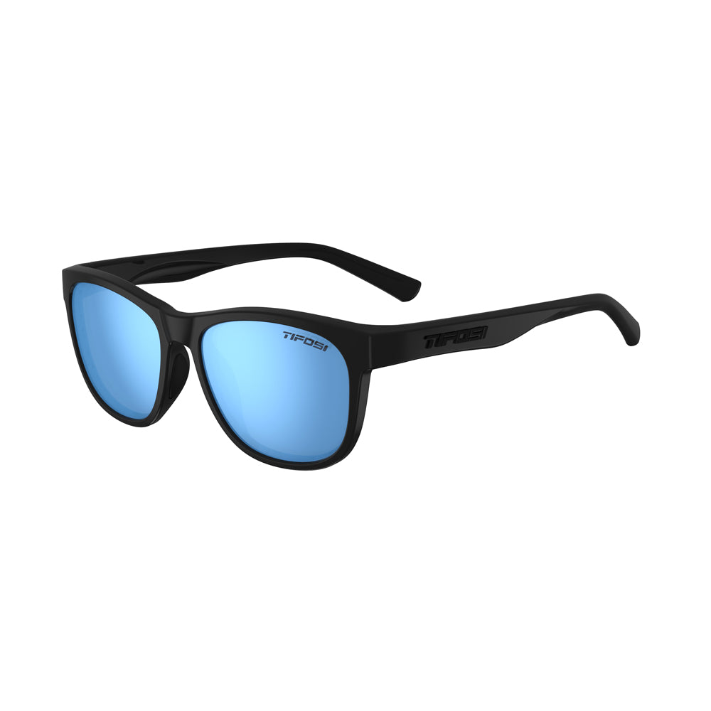 Tifosi Swank Sunglasses Blackout with Sky Blue Mirror Polarized Lens
